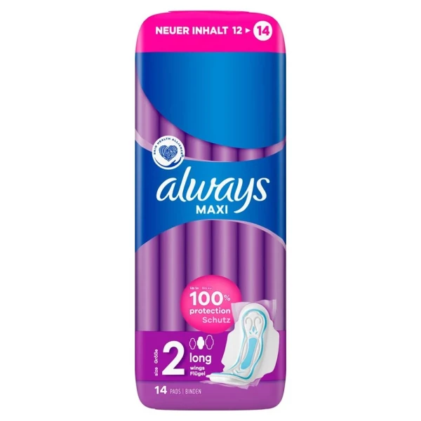 ALWAYS Maxi Binde Long mit Flügeln 14 St